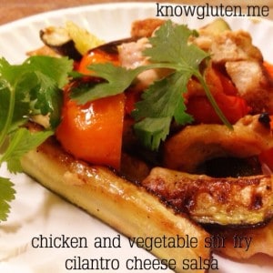 grilled chicken and vegetable stir fry with cilantro cheese salsa from know gluten.me