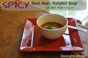 Spicy Black Bean, Pumpkin Soup, Gluten Free, Vegetarian
