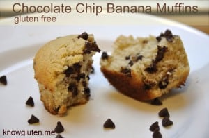Chocolate chip banana muffins from knowgluten.me