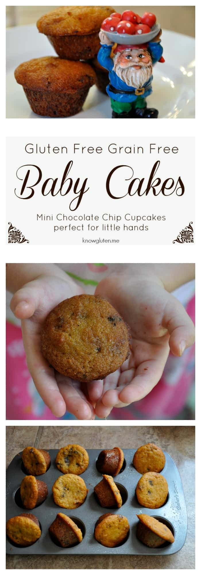 Gluten Free, Grain Free Baby Cakes - mini chocolate chip cupcakes made with coconut flour, perfect for snack time