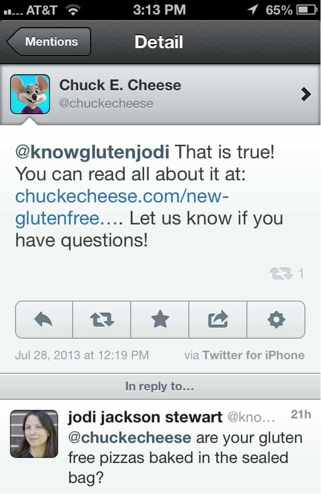 chuck e cheese tweet