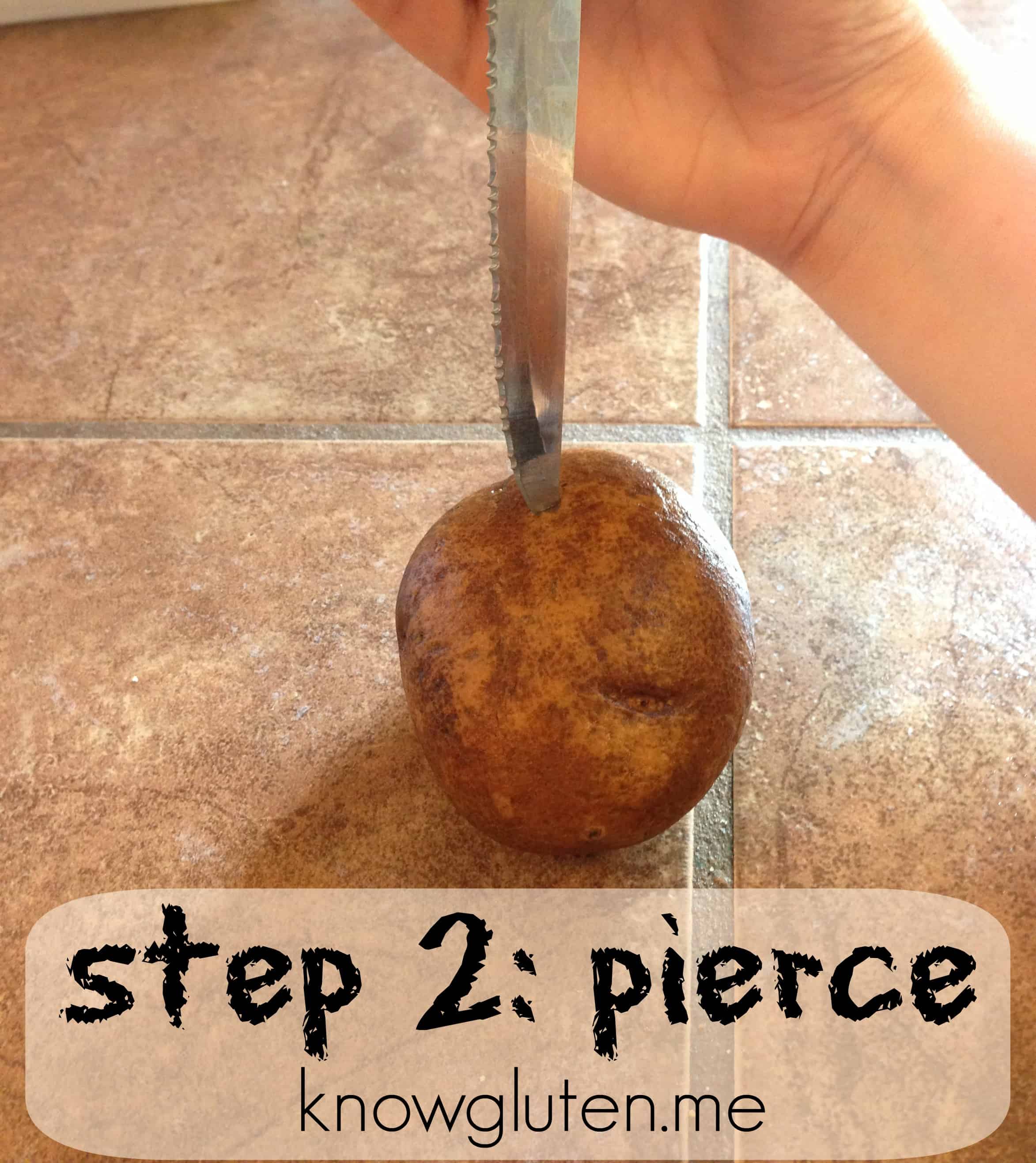 how to make loaded baked potatoes step 2- pierce