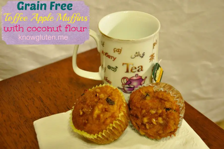 A Grain Free Toffee Apple Muffin would be great with a cup of tea. Click the picture for the recipe. 