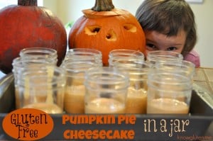 gluten free pumpkin pie cheesecake in a jar from knowgluten.me - A fast easy, special Thanksgiving Dessert!