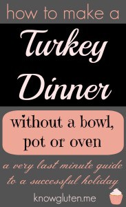 how to make a turkey dinner without a bowl pot or oven. A very last minute guide to a successful holiday from knowgluten.me