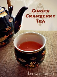 Ginger Cranberry Tea- help cure bloating and indigestion from holiday over-eating {knowgluten.me}