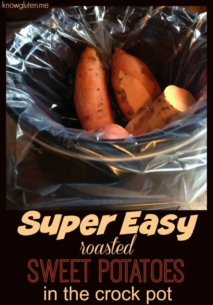 Super Easy Roasted Sweet Potatoes in the Crock Pot from knowgluten.me - easy gluten free side