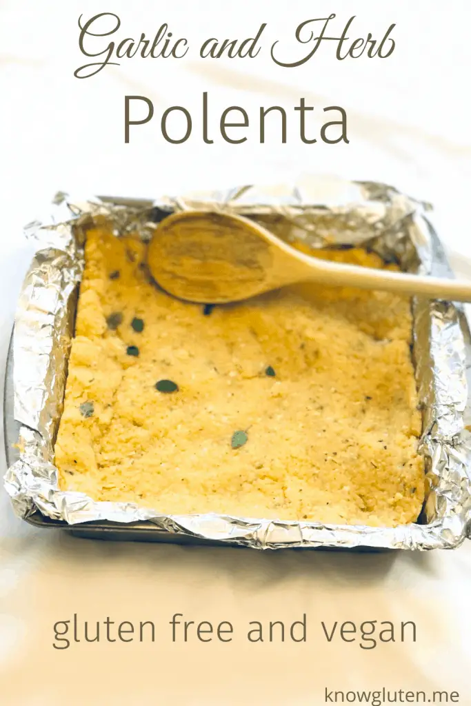 garlic and herb polenta in a baking dish