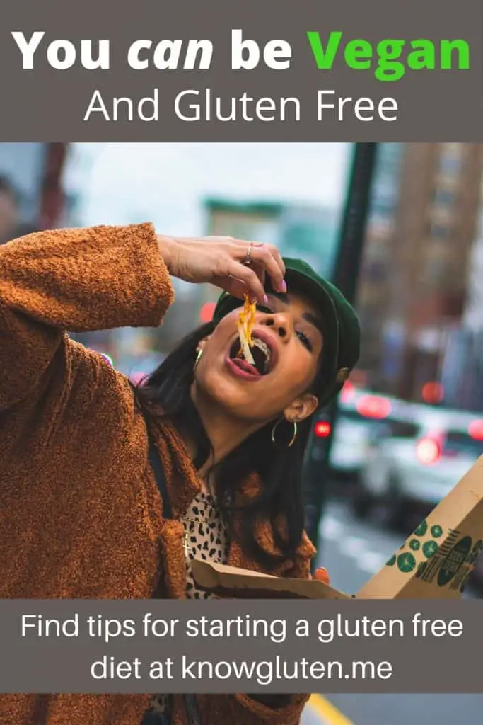 a woman eating gluten free vegan pizza out of a box.