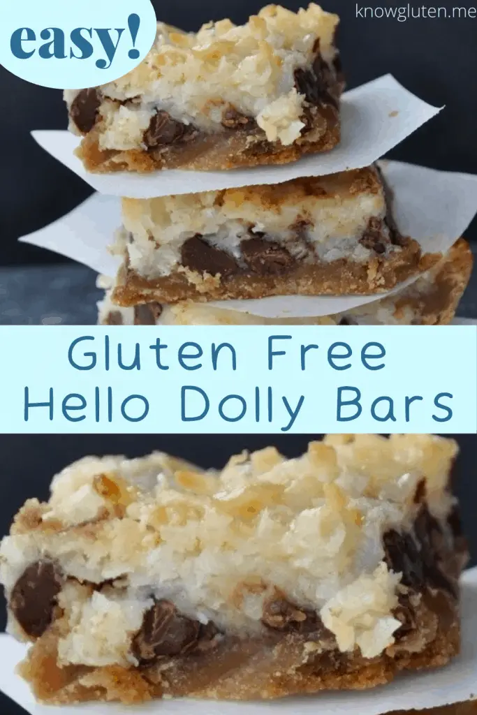 closeup pin of gluten free hello dolly bars