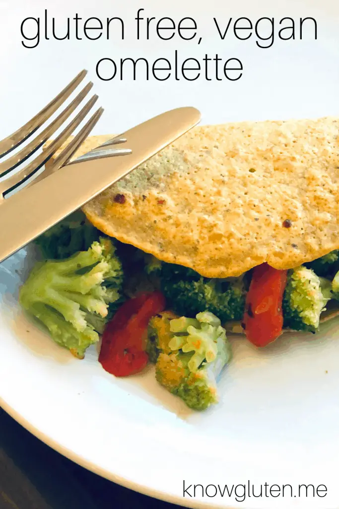 closeup of a gluten free vegan omelette on a plate