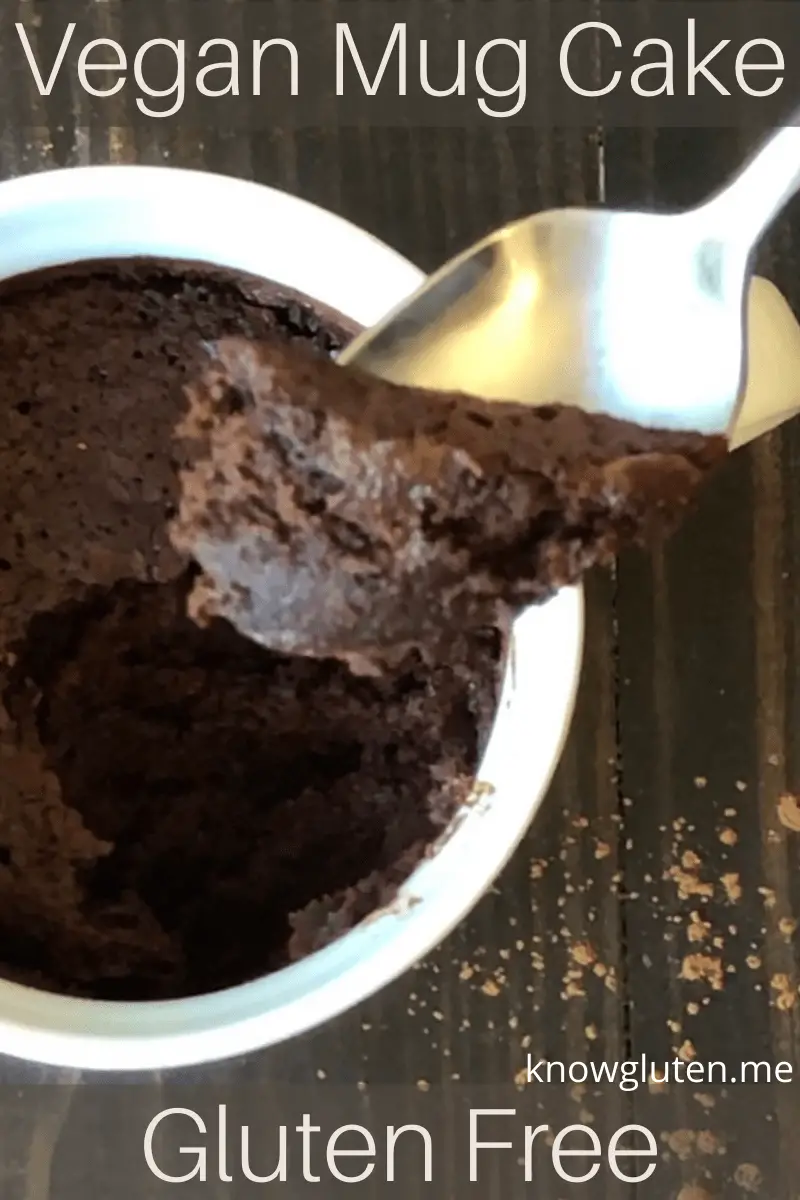 A closeup of a spoonful of vegan mug cake.