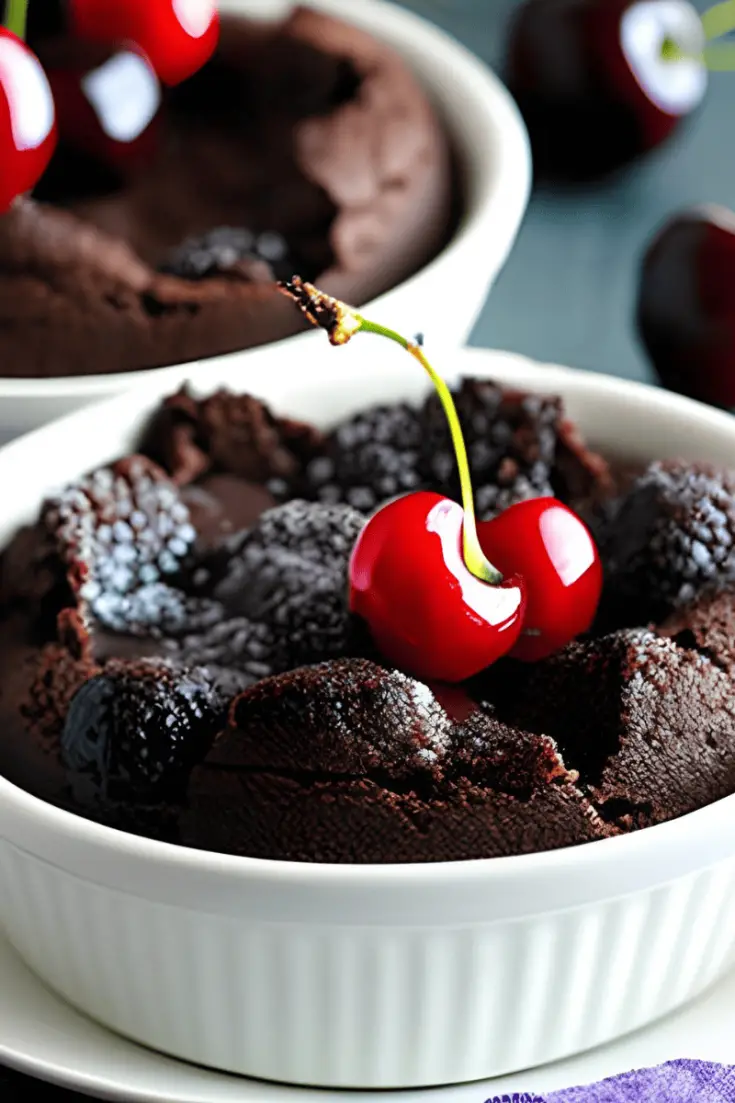 Chocolate Cherry Cobbler - gluten free and vegan in ramekins
