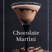gluten-free vegan chocolate martini glass with pieces of chocolate in the background